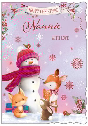 a christmas card that says happy christmas nannie with love