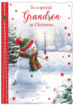 a christmas card that says to a special grandson at christmas