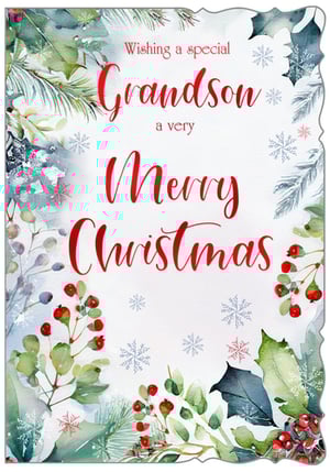 a christmas card wishing a special grandson a very merry christmas