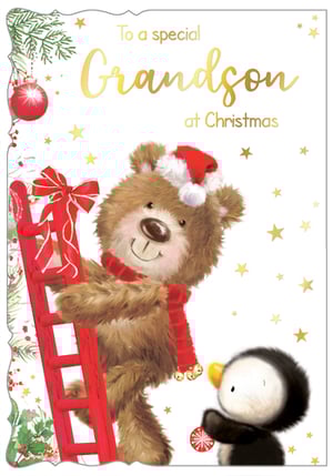 a christmas card that says to a special grandson at christmas