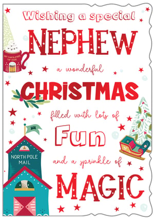 a christmas card wishing a special nephew a wonderful christmas filled with lots of fun and a sprinkle of magic