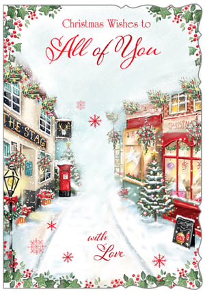 a christmas card that says christmas wishes to all of you with love