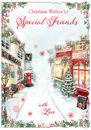 a christmas card that says christmas wishes to special friends with love