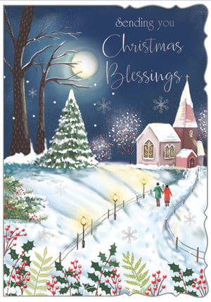 a christmas card that says sending you christmas blessings