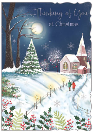 a christmas card that says thinking of you at christmas