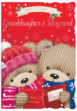a merry christmas card for granddaughter and boyfriend