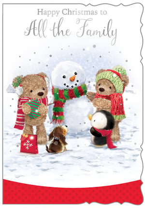 a christmas card that says happy christmas to all the family