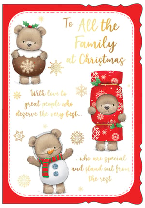 a christmas card that says to all the family at christmas