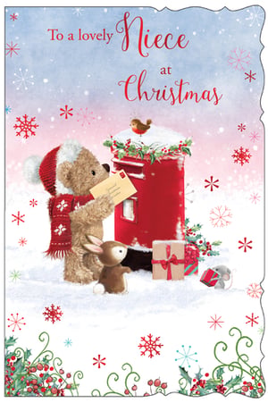 a christmas card that says to a lovely niece at christmas
