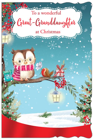 a christmas card that says to a wonderful great granddaughter at christmas