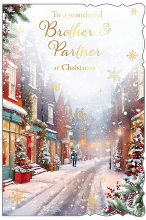 a christmas card that says to a wonderful brother and partner at christmas