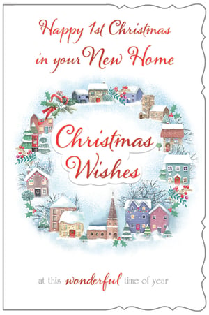 a christmas card that says happy 1st christmas in your new home