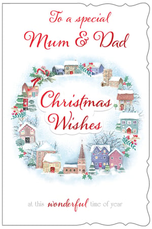 a christmas card says to a special mum and dad at this wonderful time of year