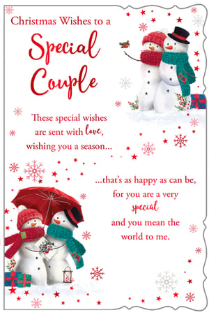 christmas wishes to a special couple with two snowmen