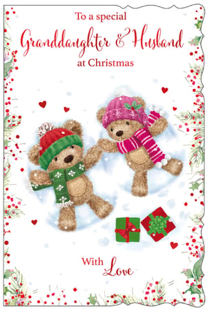 a christmas card for a granddaughter and husband