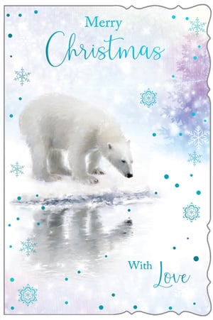 a christmas card with a polar bear and the words merry christmas with love