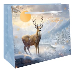 a season 's greetings bag with a deer on it