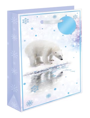 a gift bag with a polar bear on it