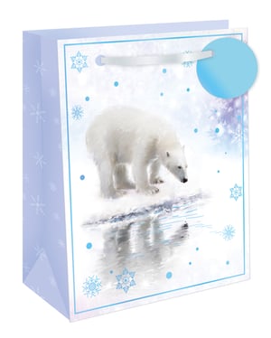 a gift bag with a polar bear on it