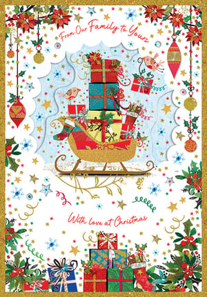 a christmas card that says from our family to yours with love at christmas
