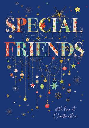 a christmas card that says special friends with love at christmastime