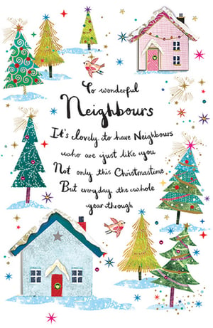 a christmas card that says to wonderful neighbours