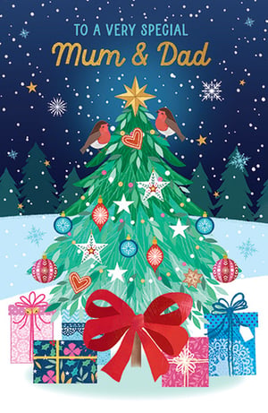 a christmas card that says to a very special mum and dad
