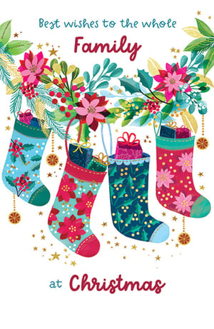a christmas card that says best wishes to the whole family at christmas