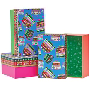 three boxes with merry xmas written on them