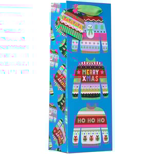 a blue gift bag that says merry xmas on it