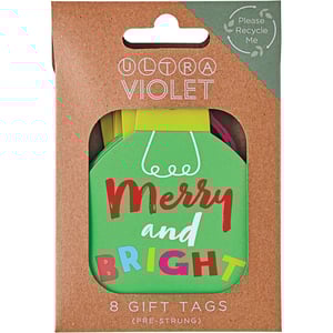 a package of merry and bright gift tags