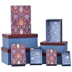 a group of boxes with a floral pattern on them