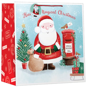 a christmas bag with santa claus and a mailbox that says special delivery