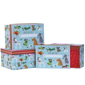 three boxes are stacked on top of each other with one saying merry aboot-mas