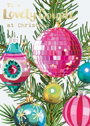 a christmas card that says to a lovely couple at christmas