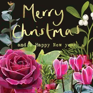 a merry christmas and a happy new year greeting card