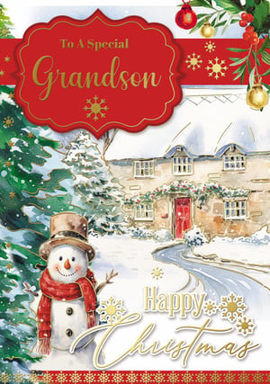 a christmas card that says to a special grandson happy christmas