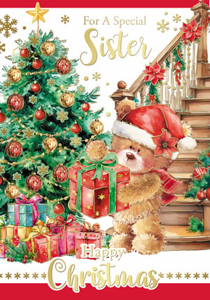 a christmas card that says for a special sister happy christmas