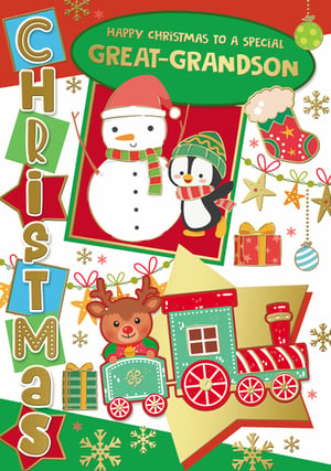 a christmas card that says happy christmas to a special great grandson