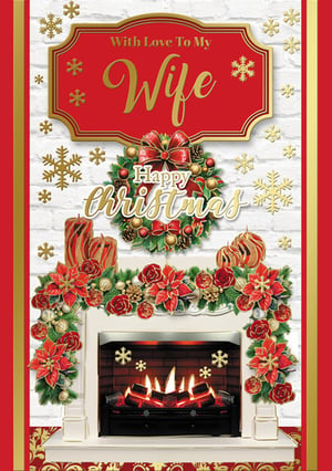 a christmas card that says " with love to my wife "
