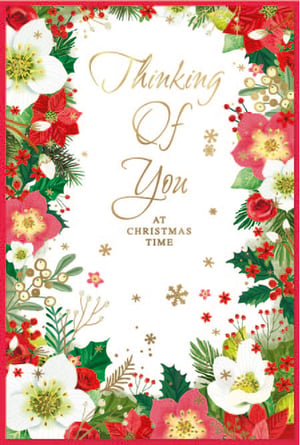 a christmas card that says thinking of you at christmas time