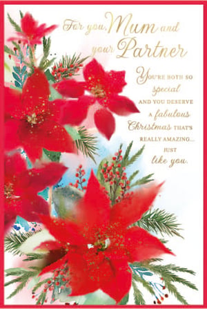 a christmas card that says for you mum and your partner
