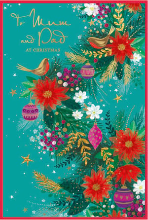 a christmas card that says to mum and dad at christmas