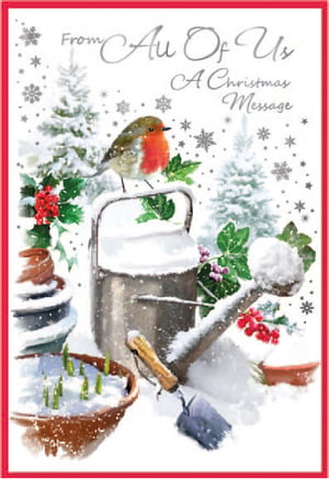 a christmas card that says from all of us a christmas message