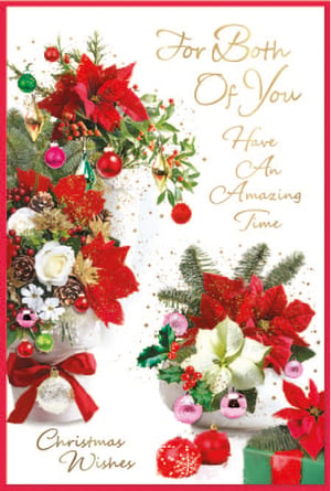 a christmas card that says for both of you have an amazing time