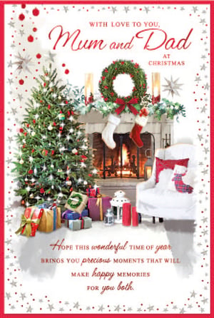 a christmas card that says with love to you mum and dad at christmas