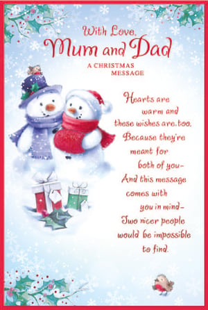 a christmas card that says with love mum and dad