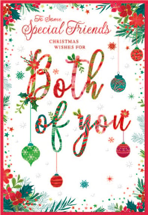 a christmas card that says to name special friends both of you