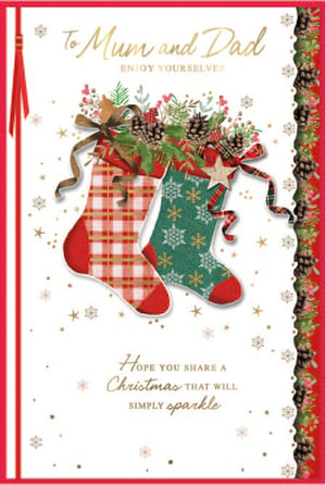 a christmas card that says to mum and dad
