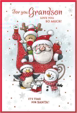 a christmas card that says for you grandson love you so much